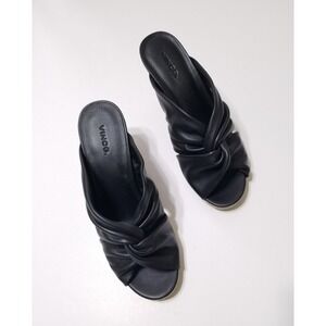 NIB Vince Sylvia Knotted Leather Espadrille Wedge Sandals Black 10 $295